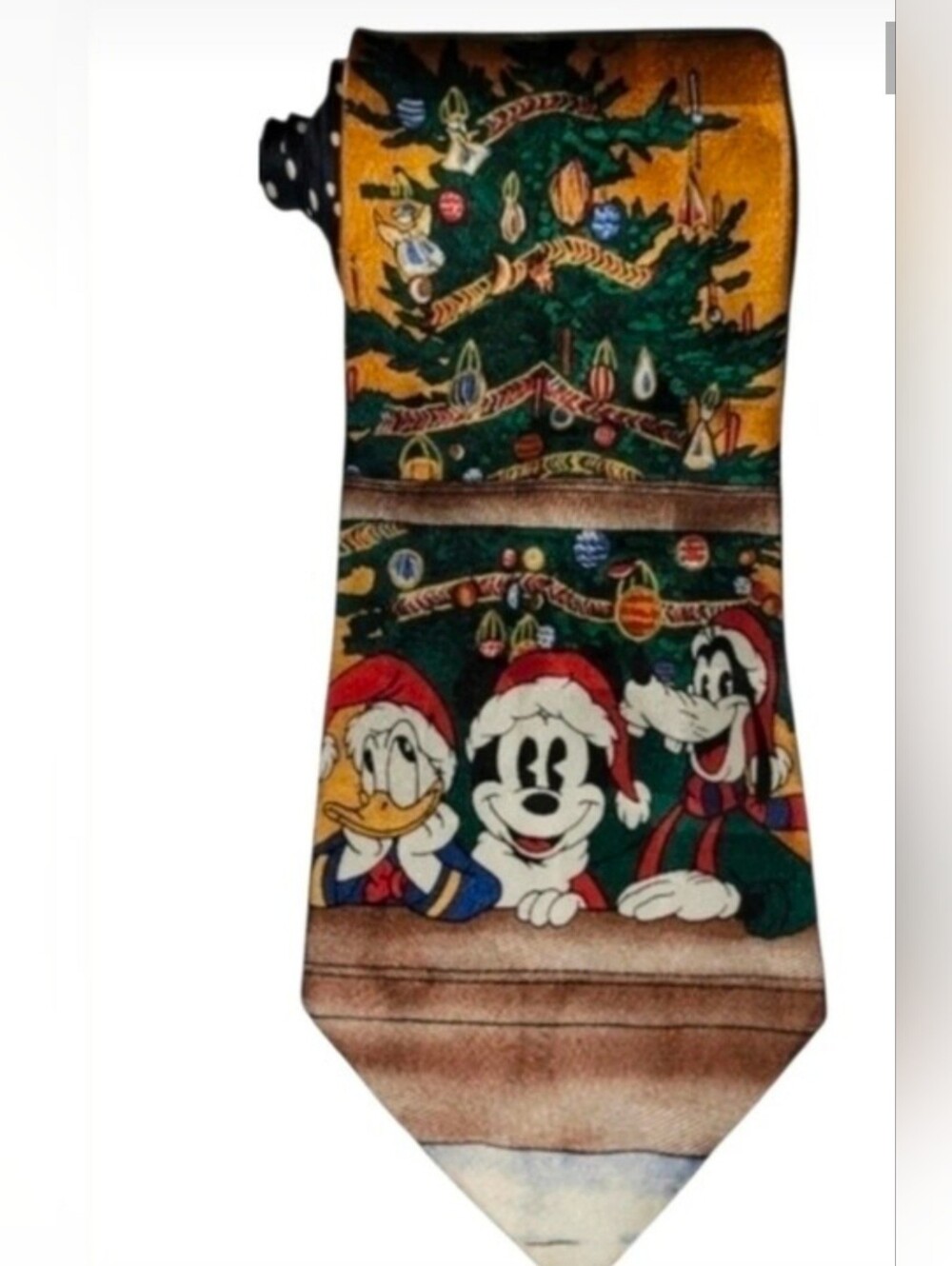 Disney Mickey Christmas Silk Tie Donald Goofy Holiday Necktie